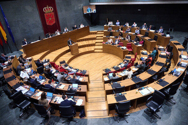Foto: El portavoz socialista interviene este jueves en el Pleno del Parlamento de Navarra