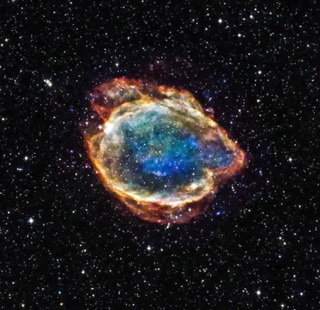 The remains of a Type Ia supernova – a kind of exploding star used to measure distances in the universe. NASA / CXC / U.Texas, CC BY