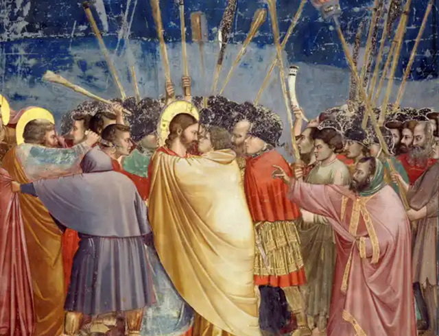 El beso de Judas, de Giotto di Bondone. Wikimedia Commons